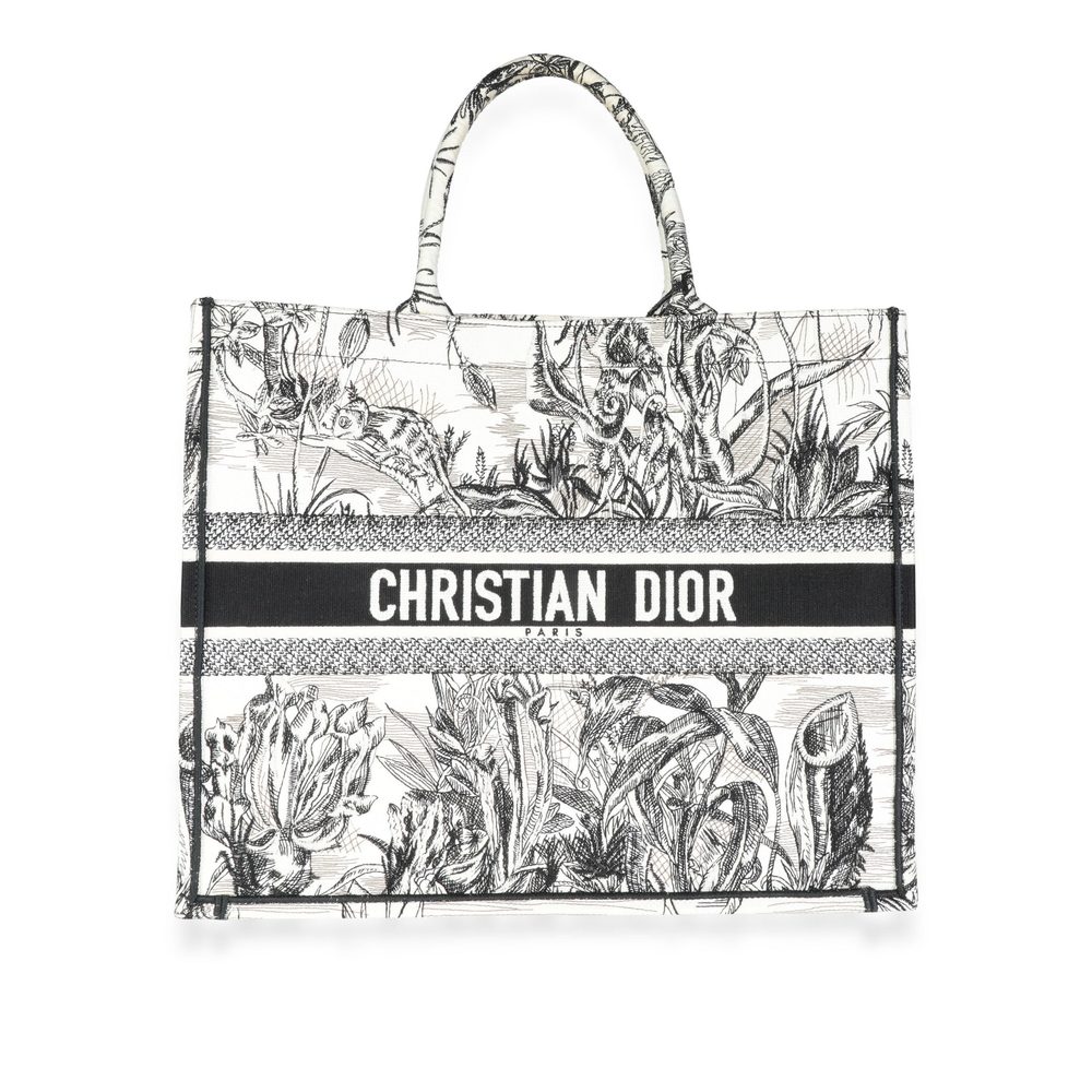 Dior Ivory & Black Toile De Jouy Carnivora Large Book Tote